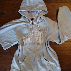 Vintage Y2K Light Blue Zip-Up Hoodie